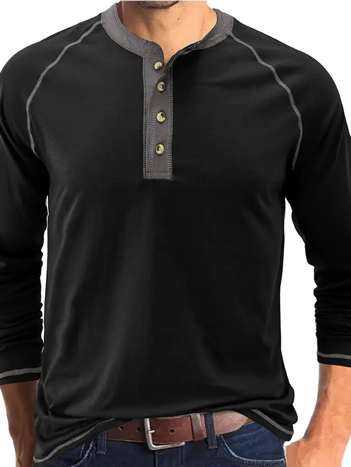 Sharma – Langärmliges Henley Hemd Mit Rundhalsausschnitt