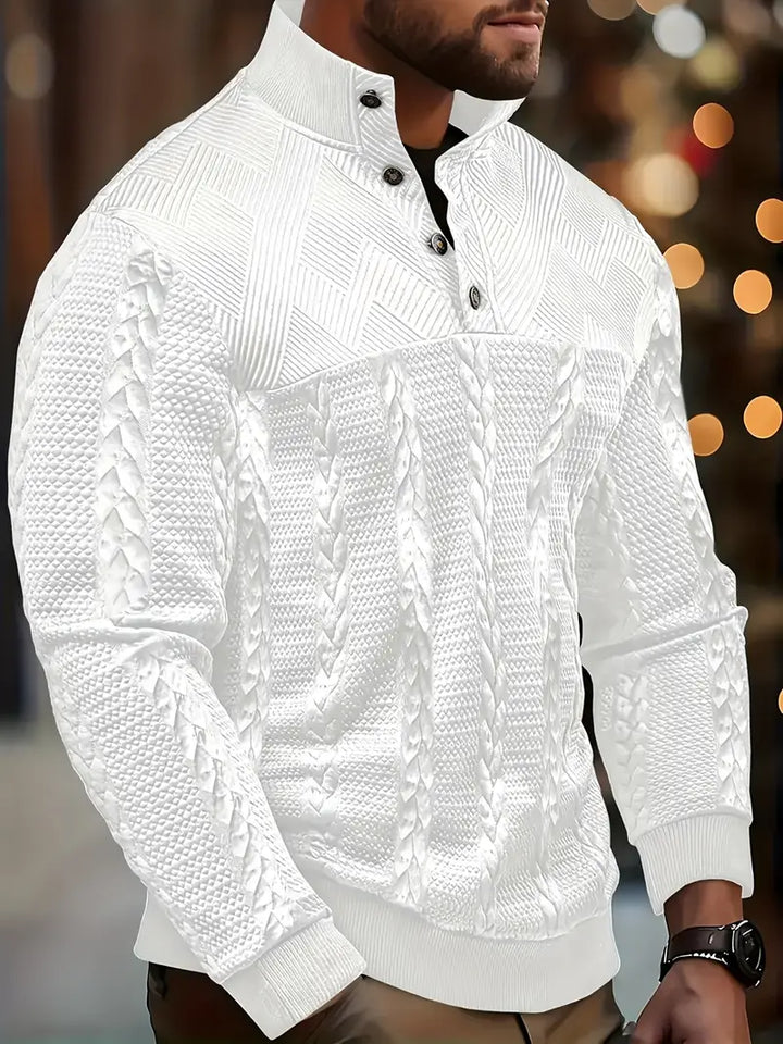 Dawson – Langärmeliger Henley Pullover Mit Streifenmuster