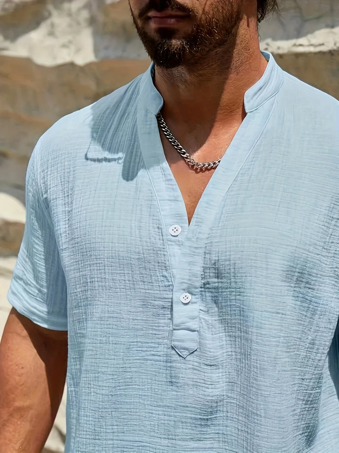Sancho – Elegantes Sommer Hemd Mit Stehkragen