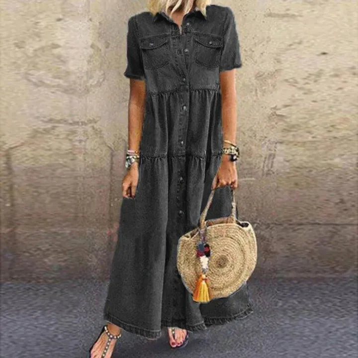 Gudelia – Lässiges Kurzarm Kleid Mit Tasche