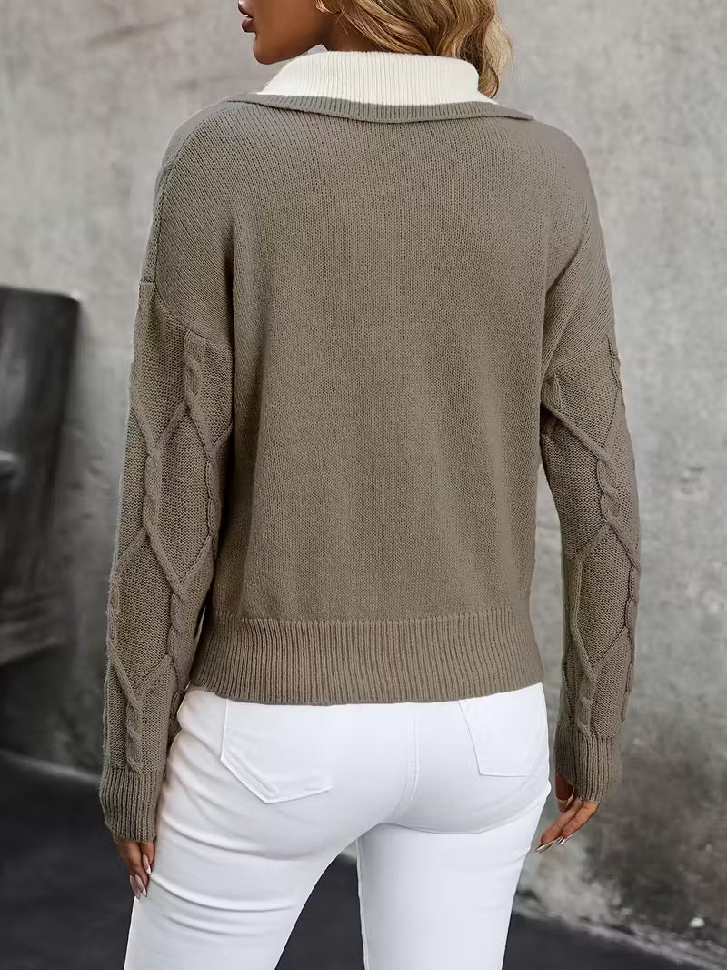 Mahalia – Pullover Mit Zopfmuster Und Kragen