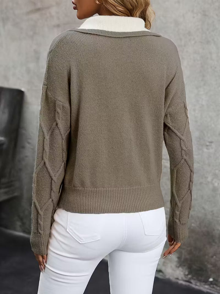 Mahalia – Pullover Mit Zopfmuster Und Kragen