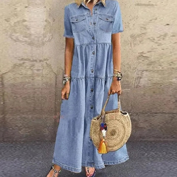 Gudelia – Lässiges Kurzarm Kleid Mit Tasche
