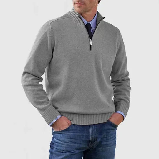 Ben – Modischer Warmer Pullover Mit Halbem Reißverschluss
