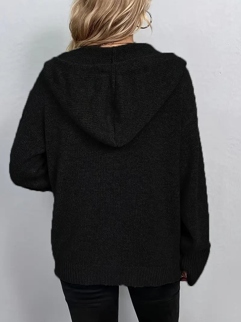 Suthida - Elegante Langarm Kapuzen Pullover Mit Taste
