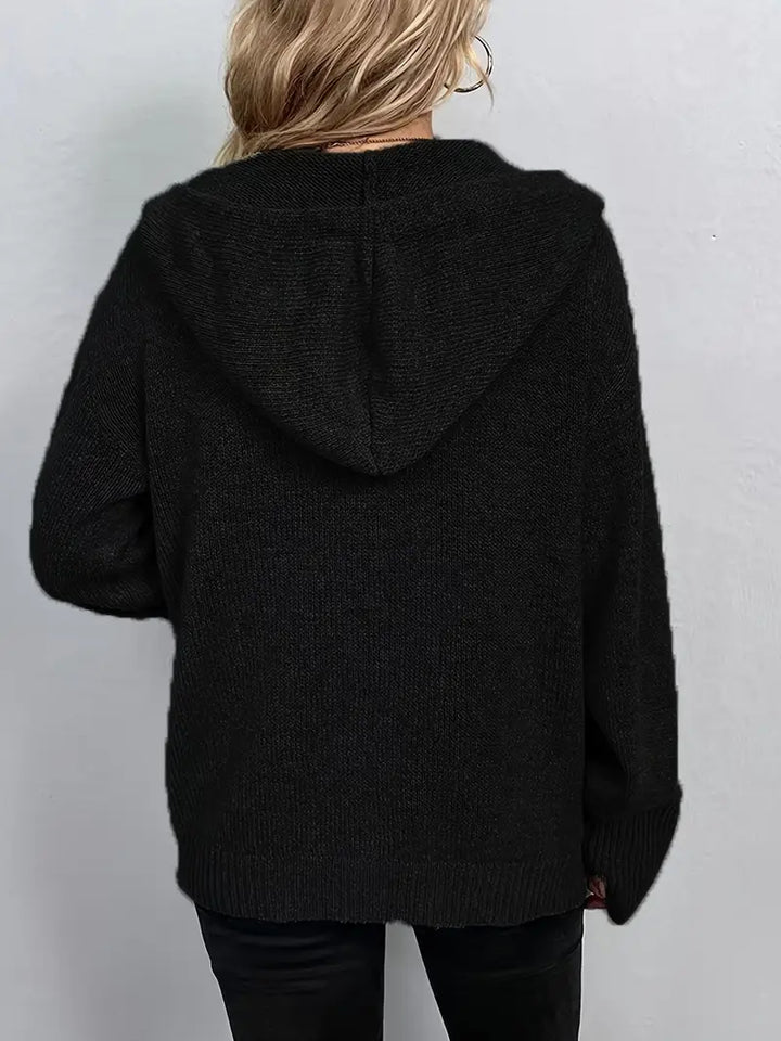 Suthida - Elegante Langarm Kapuzen Pullover Mit Taste