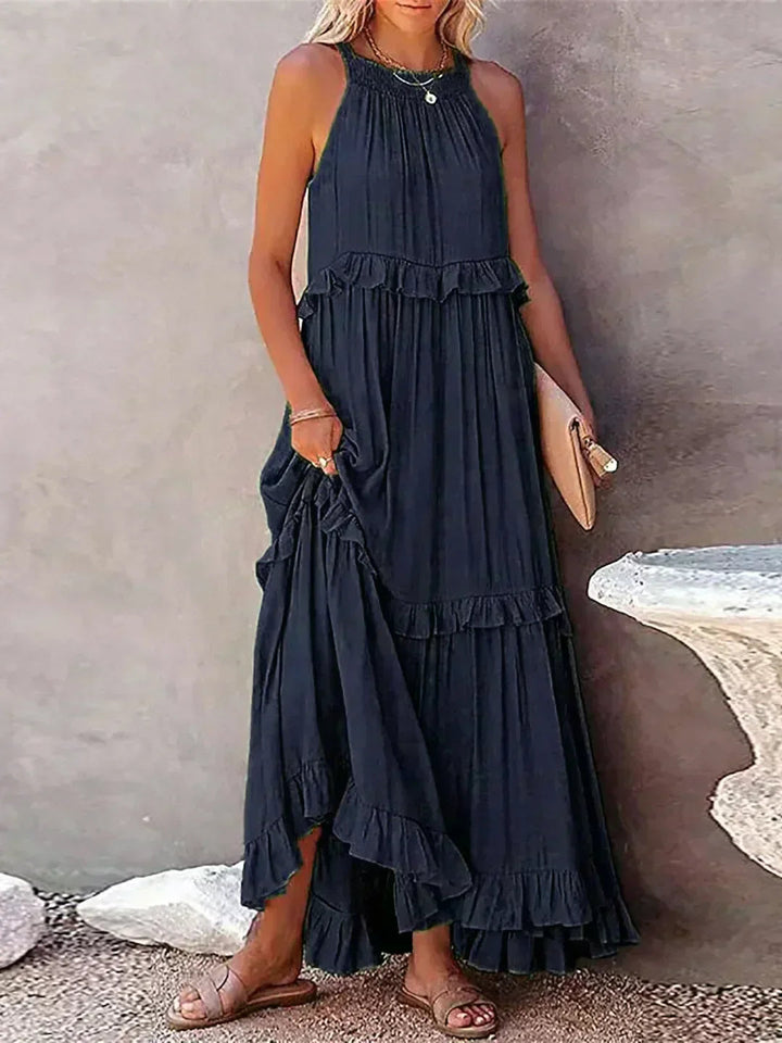 Hayley – Elegantes ärmelloses Kleid Mit Rüschen