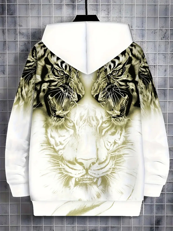 Murillo – Lässige Langarm Kapuzenpullover Jacke Mit Tigerprint