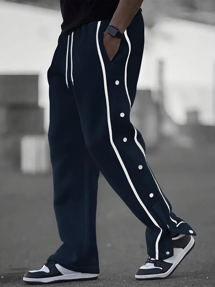 Mendis – Lässige Sport Hose Mit Geradem Bein Und Druckknopfverschluss