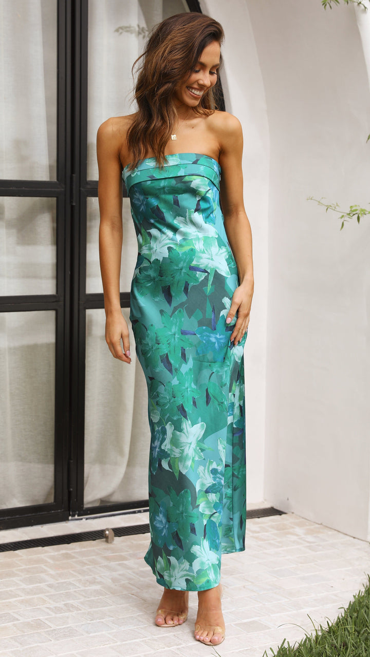 Thesa - Ärmelloses Satin Kleid