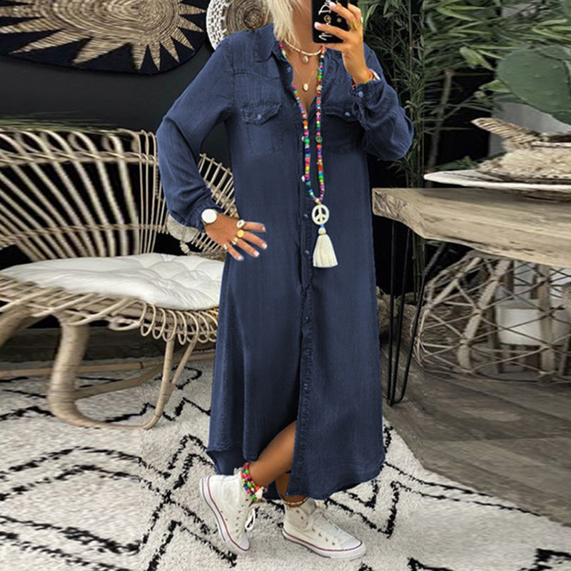 Dorota – Langärmliges Jeans Kleid