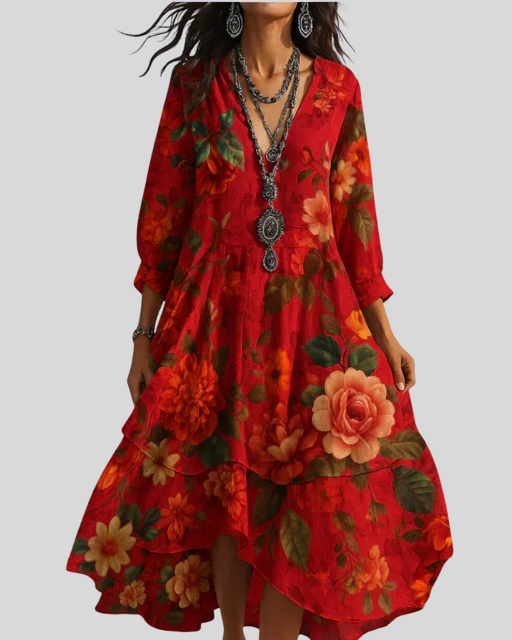 Debra – Maxikleid Mit Blumen Ausdrucken