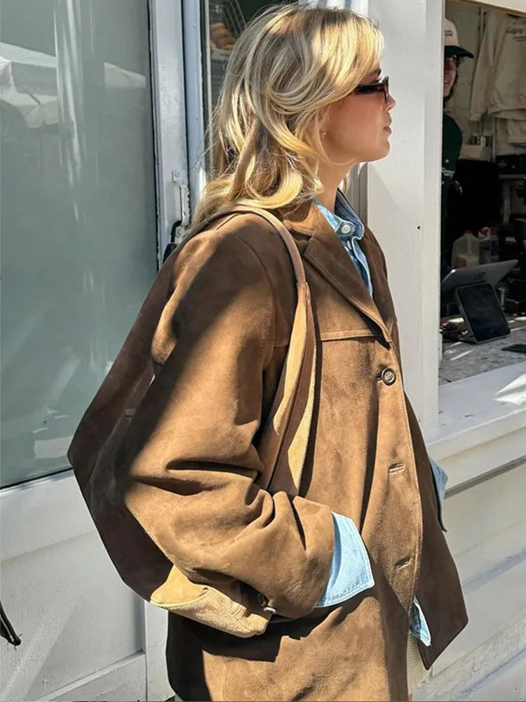Ronia – Oversized Jacke Aus Wildleder Mit Knöpfen