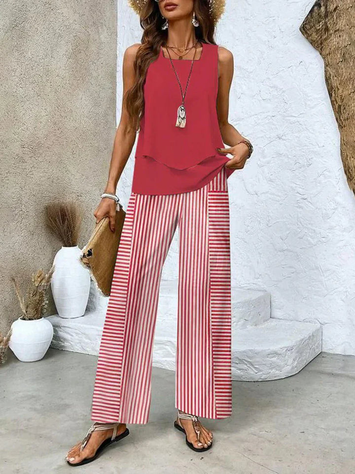 Samborska – Sommer Top Ohne Ärmel Und Hose Mit Weitem Bein
