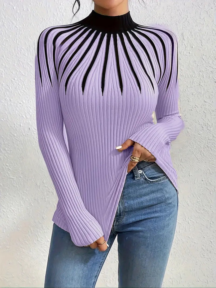 Maider – Eleganter Langarm Pullover Mit Hoher Kragen