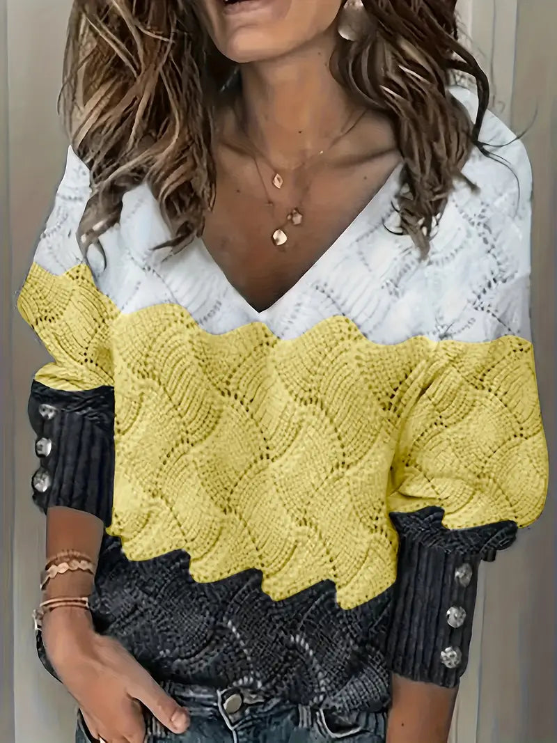 Renilda - Eleganter Strickpullover Mit V-Ausschnitt