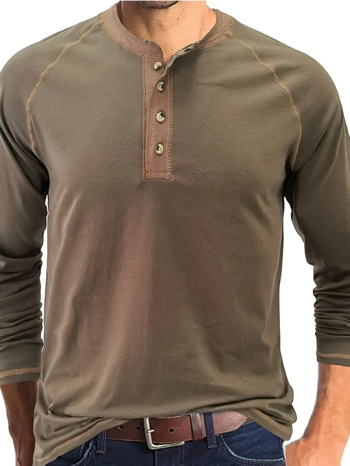 Sharma – Langärmliges Henley Hemd Mit Rundhalsausschnitt