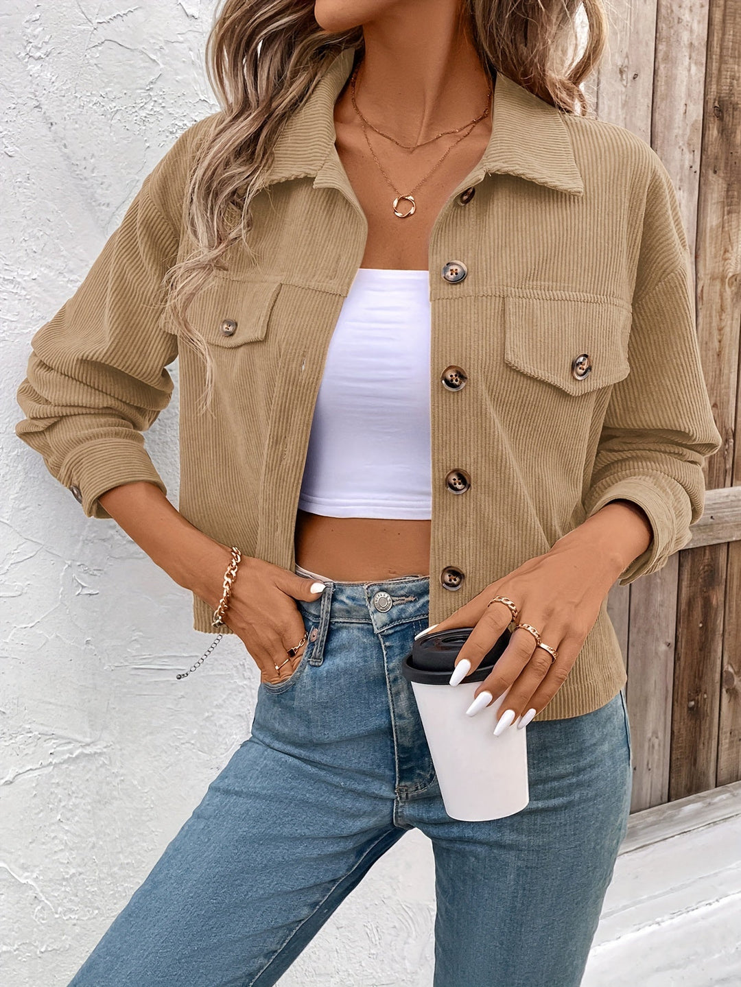 Nichola – Langärmelige Jacke Mit Knopfleiste