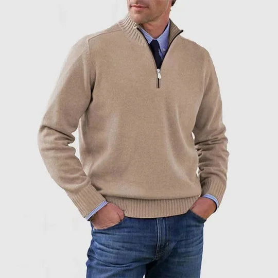 Ben – Modischer Warmer Pullover Mit Halbem Reißverschluss