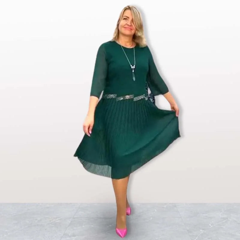 Kiernan - Elegantes Midikleid Mit Rundhalsausschnitt