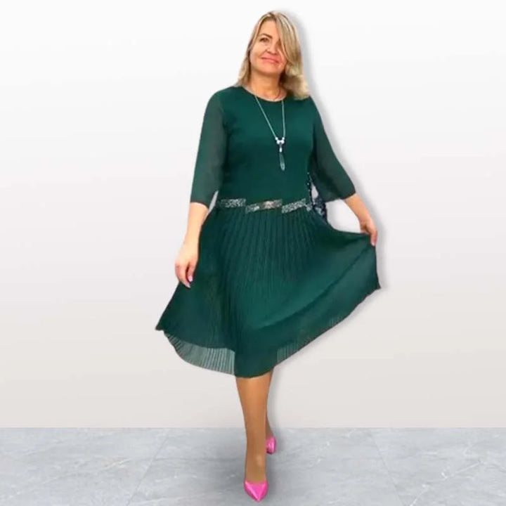 Kiernan - Elegantes Midikleid Mit Rundhalsausschnitt