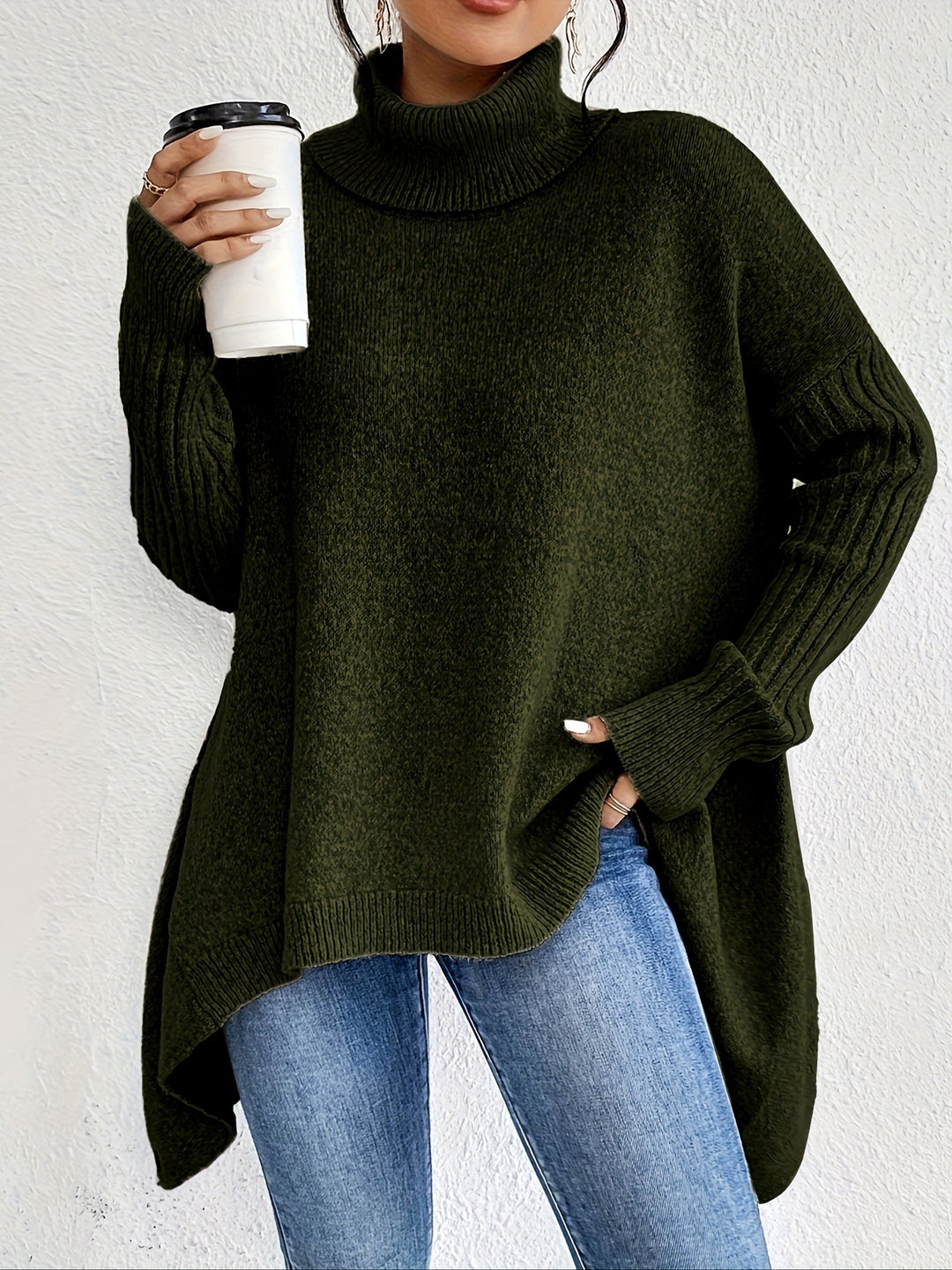 Tahlia – Lässiger Langarm-Pullover Mit Hohem Kragen