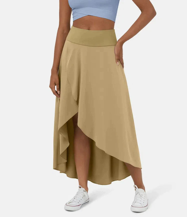 Keisha - Lässiger Midirock Mit Hoher Taille Und Tiefem Volantrock