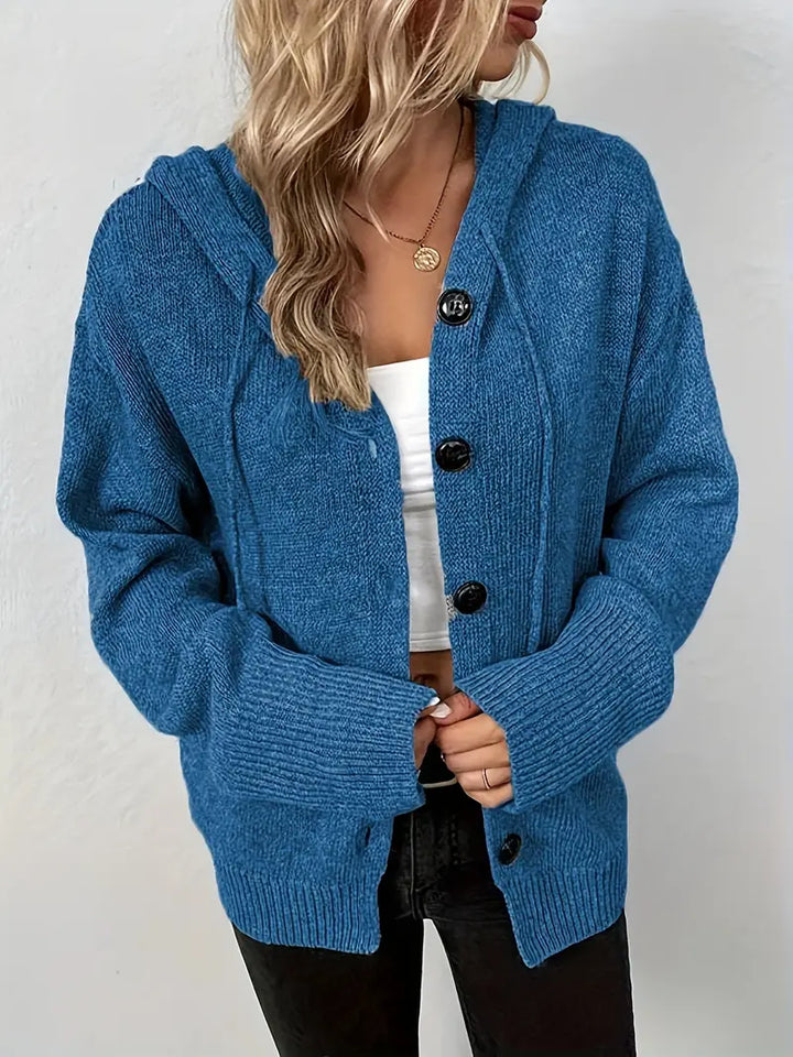 Suthida - Elegante Langarm Kapuzen Pullover Mit Taste