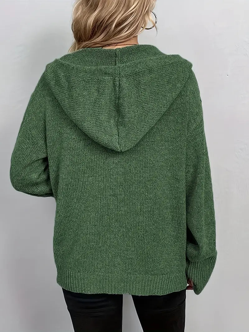 Suthida - Elegante Langarm Kapuzen Pullover Mit Taste