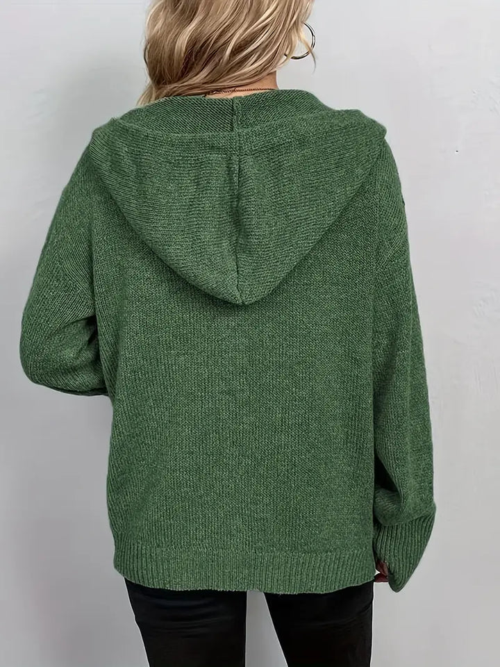 Suthida - Elegante Langarm Kapuzen Pullover Mit Taste