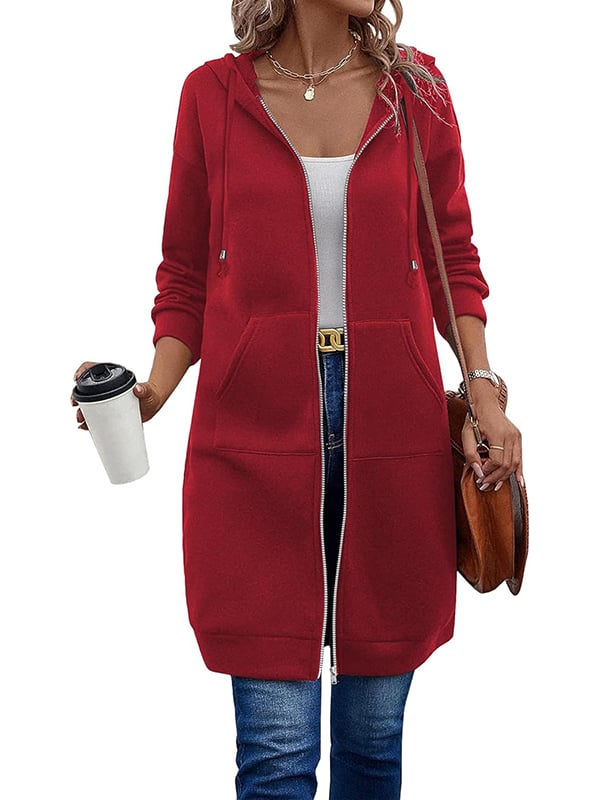 Dfida – Lässiger Fleece Kapuzenpullover Mit Reißverschluss