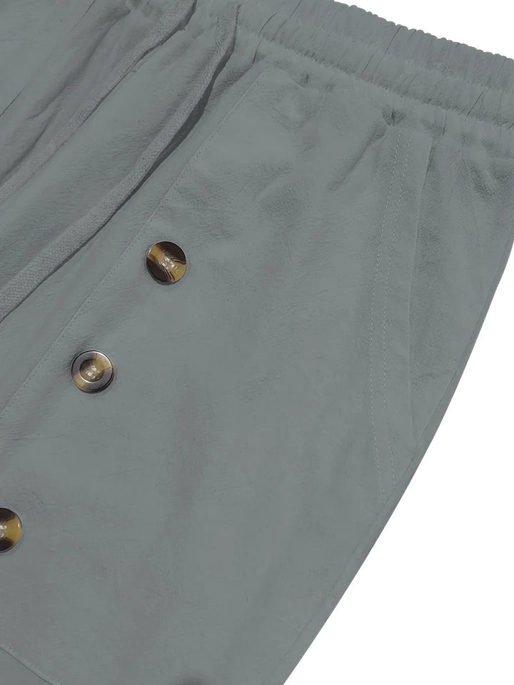 Beslan – Elegante Hose Mit Geradem Bein Und Goldenen Knöpfen