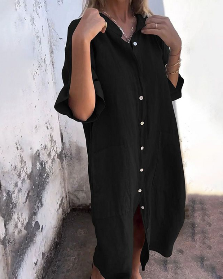 Areti - Elegantes Kurzärmeliges Hemdkleid