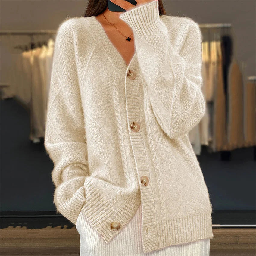 Tanner – Bequemer Kaschmir Strickjacke Mit V-Ausschnitt