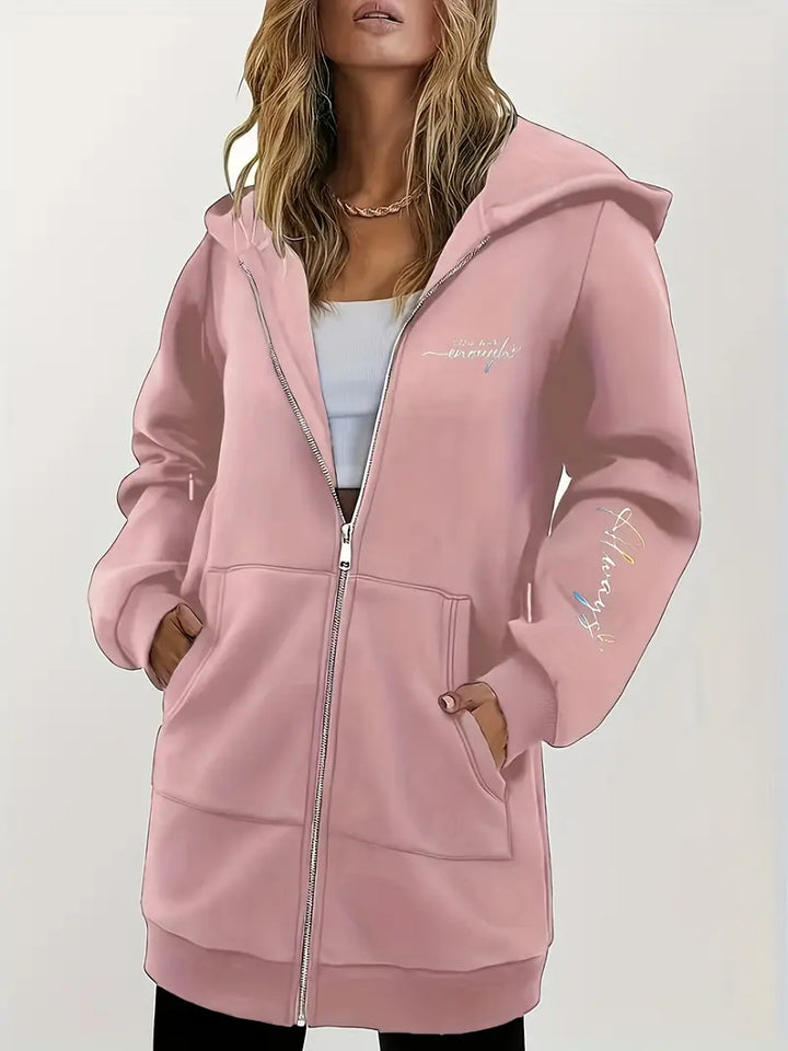 Angeleen – Kapuzen Jacke Mit Reißverschluss Und Geometrischem Print