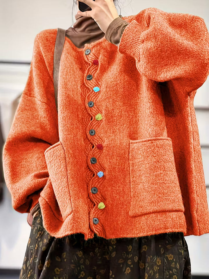Kynza – Übergröße Strickjacke Mit bunten Knöpfen Vorne
