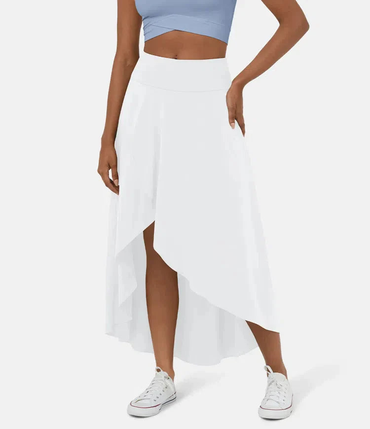Keisha - Lässiger Midirock Mit Hoher Taille Und Tiefem Volantrock