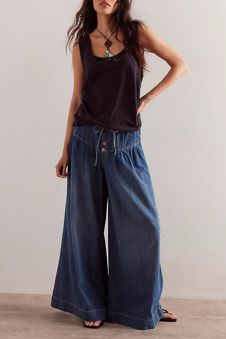 Karatza – Stilvolle Lockere Jeans Mit Weitem Bein