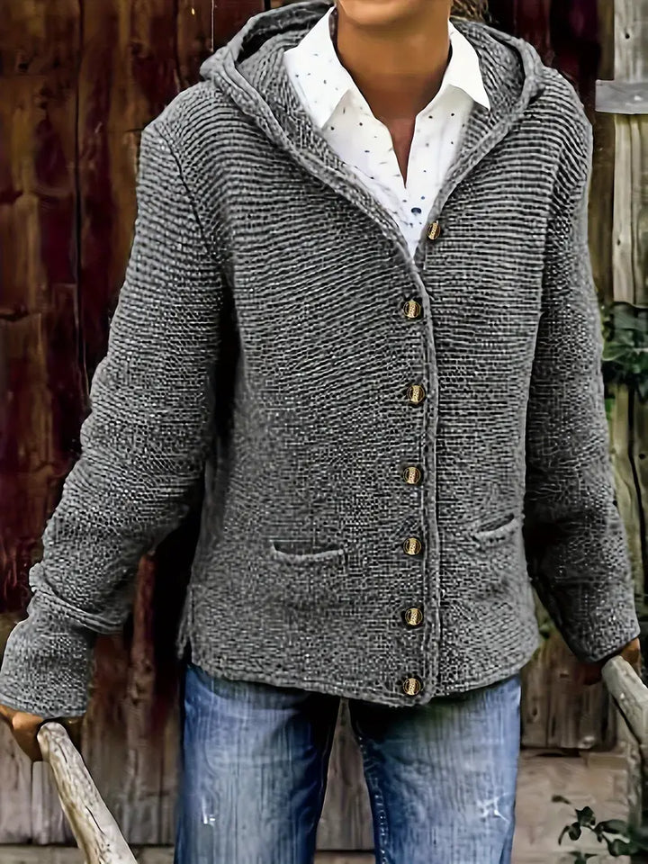 Bressan – Eleganter Strickjacke Mit Langen Ärmeln Und Kapuze