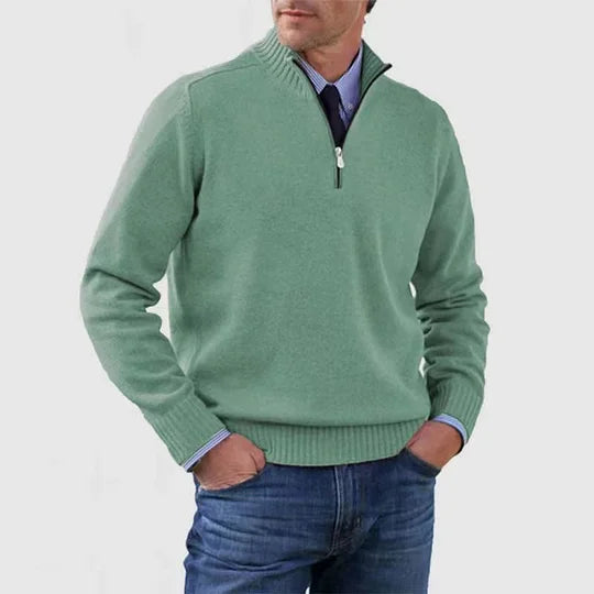 Ben – Modischer Warmer Pullover Mit Halbem Reißverschluss