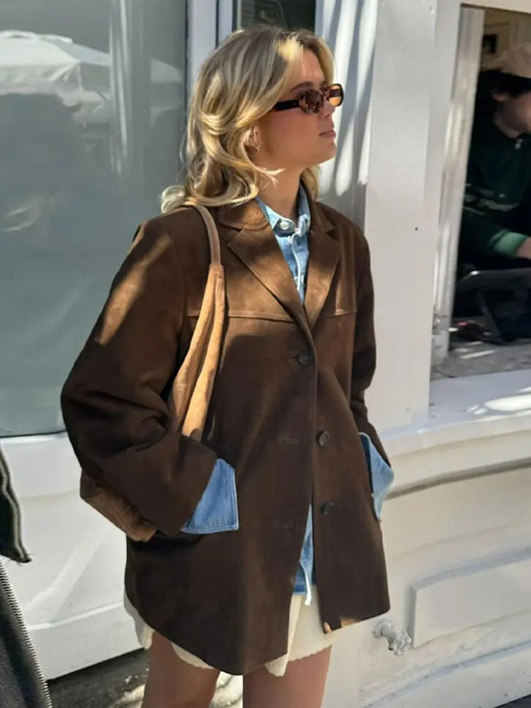 Ronia – Oversized Jacke Aus Wildleder Mit Knöpfen