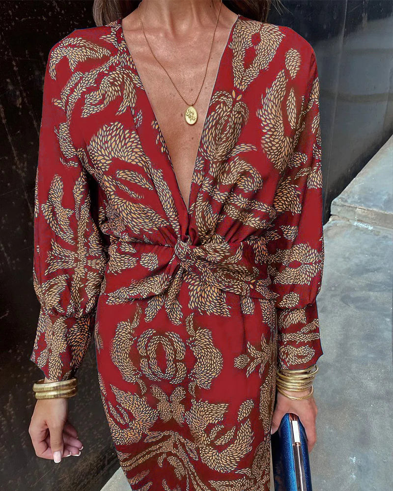 Dineke - Elegantes Kleid mit Langen Ärmeln und Blumendruck