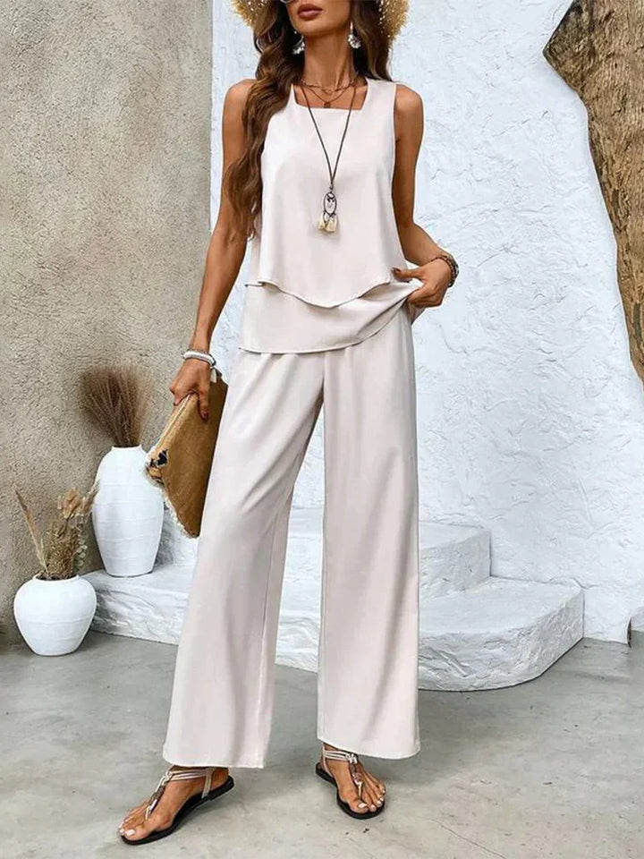 Samborska – Sommer Top Ohne Ärmel Und Hose Mit Weitem Bein