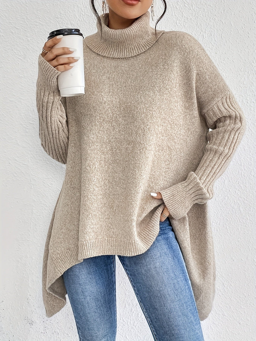 Tahlia – Lässiger Langarm-Pullover Mit Hohem Kragen