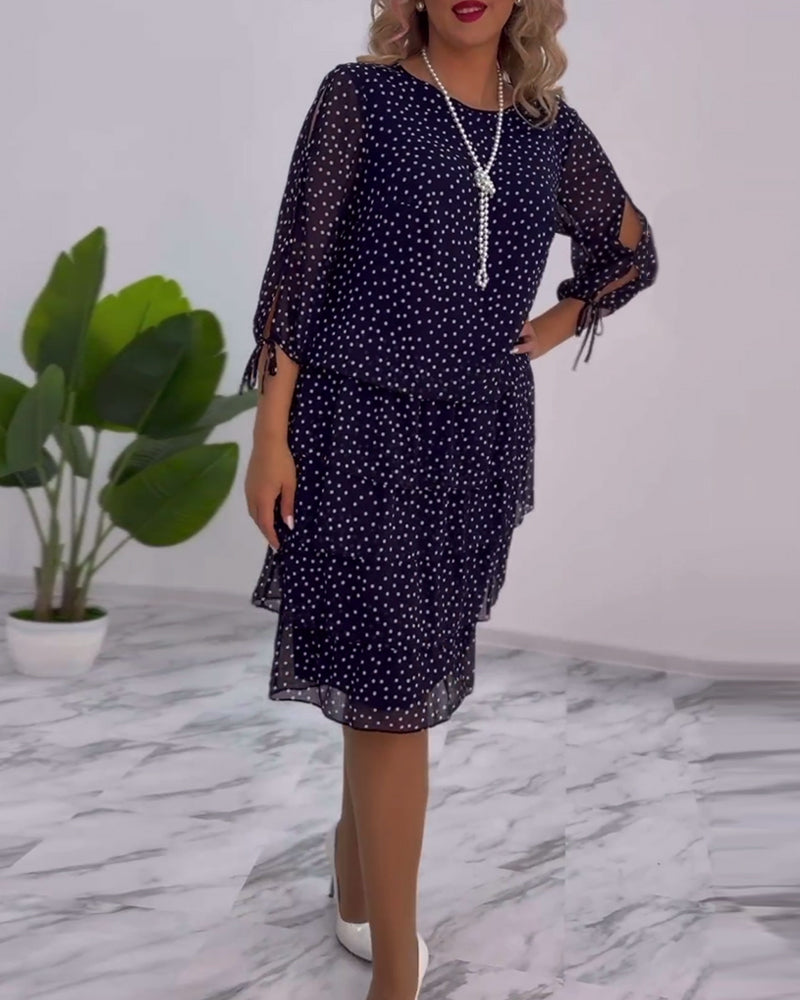 Eralyn – Polka Kleid Mit Stufenrock Und Gebundenen Ärmeln