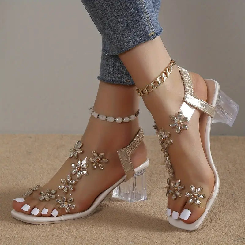 Graciela - Sandalen Mit Hohen Absätzen Und Blumenkristallen