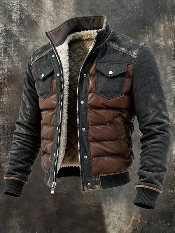 Esposito – Retro Stepp Jacke Im Patchwork Stil Für Draußen Mit Reißverschluss