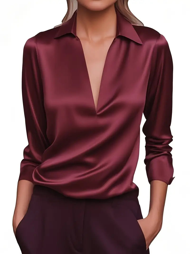 Nadene - Prämie Bluse Mit V-Ausschnitt