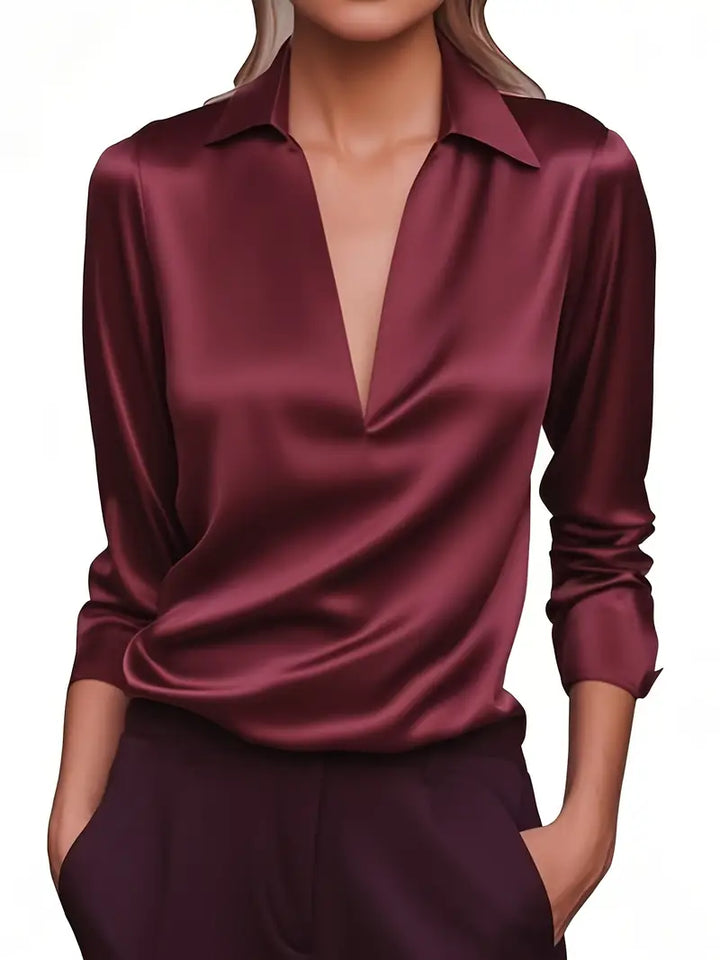 Nadene - Prämie Bluse Mit V-Ausschnitt