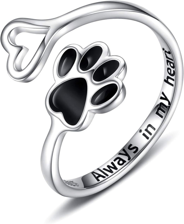 HeartPaw – Handgefertigter Ring mit Pfote und Herz